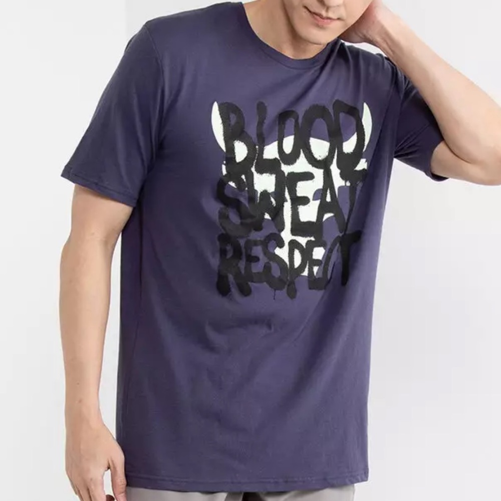 Men’s Under Armour Project Rock T-Shirt Q3 Payoff Blood Sweat Respect Blue NEW